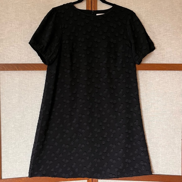 Loft Black Clip Dot Short Sleeve Shift Dress - XS - Picture 1 of 11